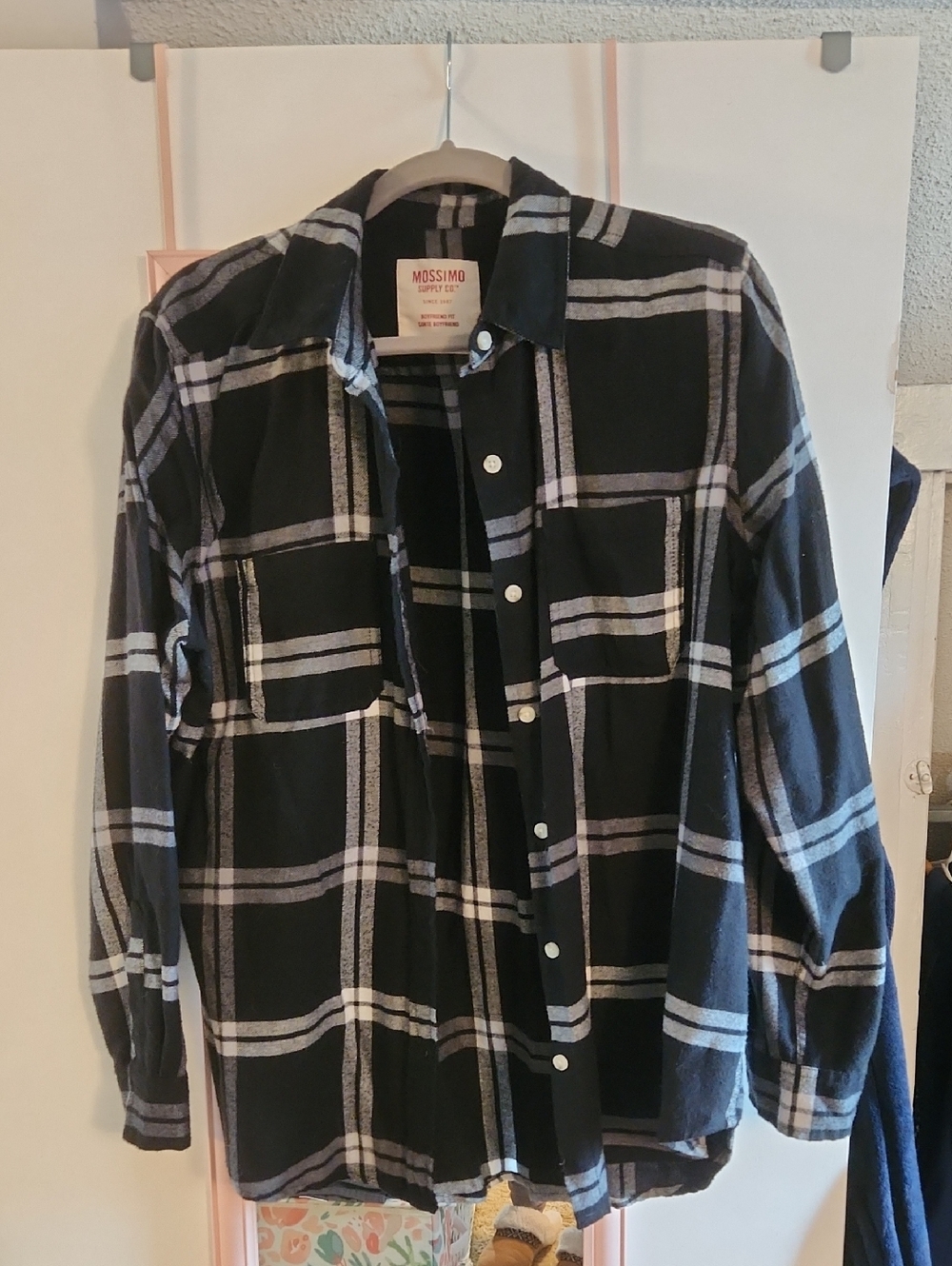 Mossimo Supply Co. Black and White Plaid Button-Down Shirt